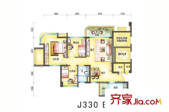 碧桂园・城市花园J330B 3室2厅1卫1厨