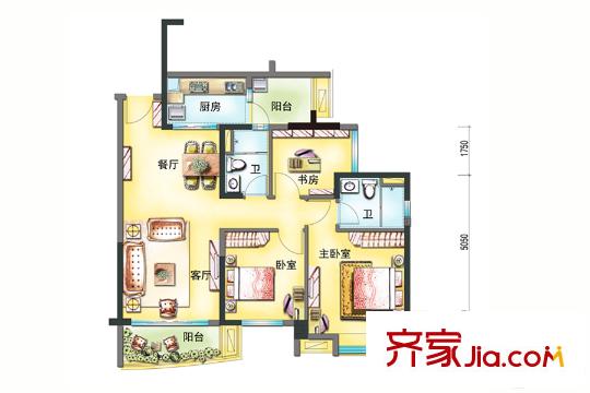 碧桂园・城市花园J363t A 3室2厅2卫1厨