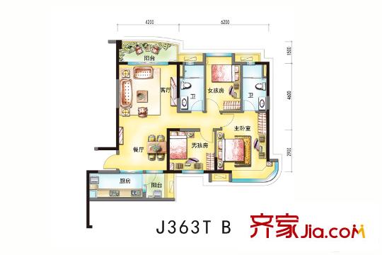 碧桂园・城市花园J363t B 3室2厅2卫1厨