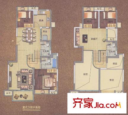 新世界嘉云府胜景单位 4室3厅3卫1厨