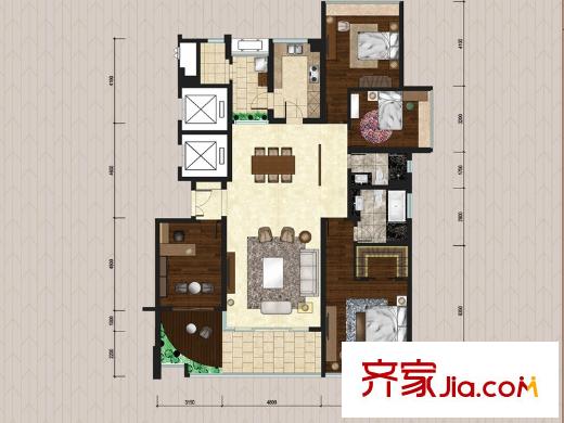 大学小筑8栋02单元户型 4室2厅2卫2厨