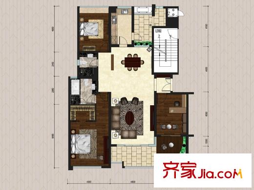 大学小筑8栋01单元户型 3室2厅2卫1厨