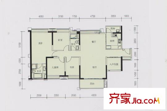 珑・翠15栋02户型 4室2厅2卫1厨