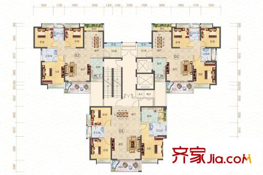 丽水蓝天6栋户型平面图