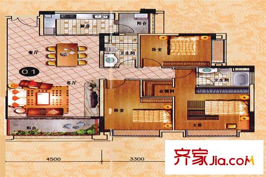 乐天峰公馆6栋01户型