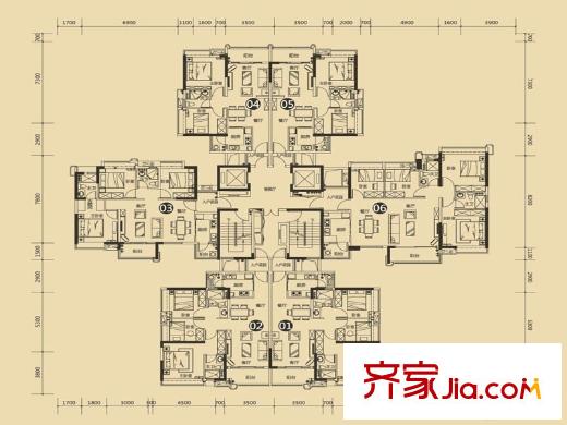 保利・罗兰国际01栋户型平层图