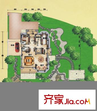 碧桂園?輕軌悅城鉆石墅G78一層平面圖 7室4廳9衛(wèi)1廚