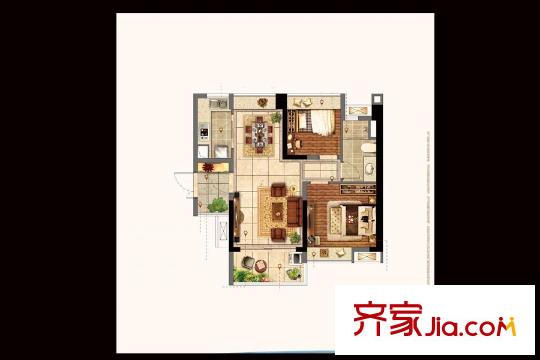 金融街・融穗澜湾2栋04单元户型图 2室2厅1卫1厨