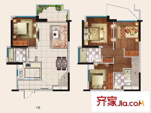 佳兆业城市广场一期C户型 4室2厅3卫1厨