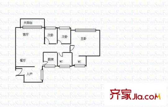 佳兆业可园三期 3室 户型图