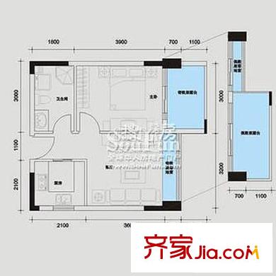 雷圳0755户型图4栋105 1室1厅1卫