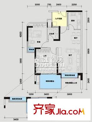 雷圳0755户型图2栋101 2室2厅1卫