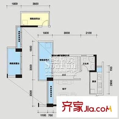 雷圳0755户型图4栋103 1室1厅1卫