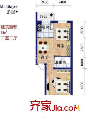富通城五期 2室 户型图
