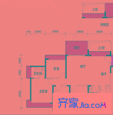 一半山 4室 户型图
