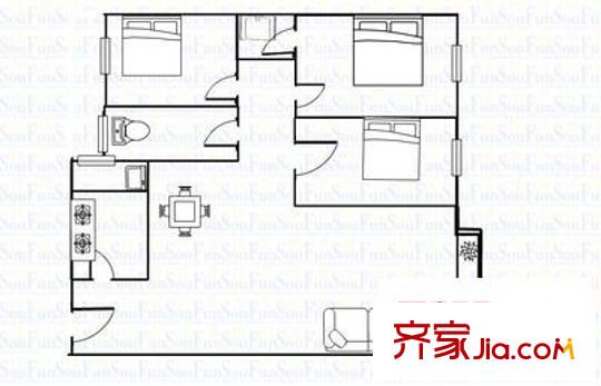 隆盛花园 3室 户型图