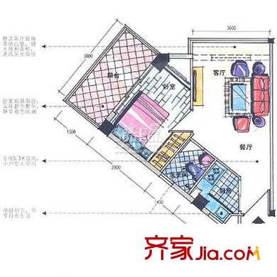 西城品阁户型图44平一室一厅 1室1厅