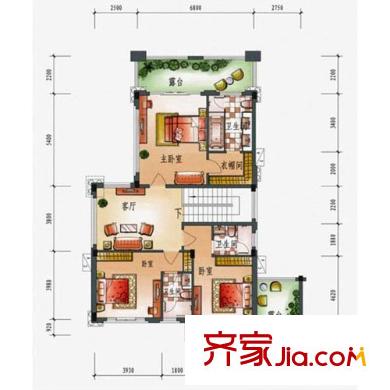 惠州雅居乐白鹭湖傲峰J2户型二层平面户型图 5室4厅4卫