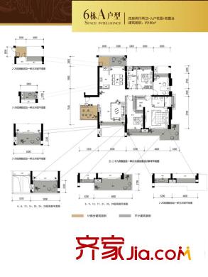 锦绣御园三期6栋A户型 4室2厅2卫1厨