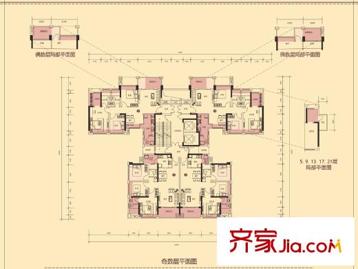 佳兆业悦峰二期4栋B单元03、05户型 3室2厅2卫1厨