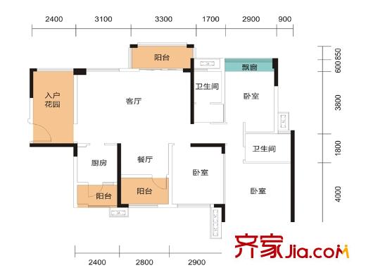 龙光水悦熙园5栋2单元02户型128.97平方米