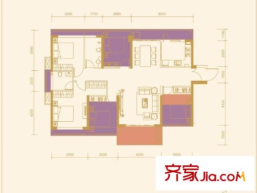 平吉上苑1栋C座C户型 5室2厅2卫1厨
