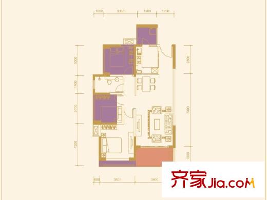 平吉上苑1栋C座B户型 3室2厅1卫1厨