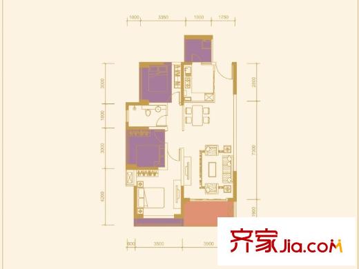 平吉上苑1栋C座D户型 3室2厅1卫1厨