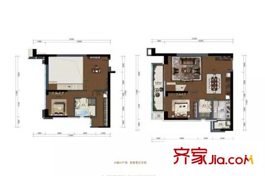 海上世界双玺B座06户型 2室2厅2卫1厨