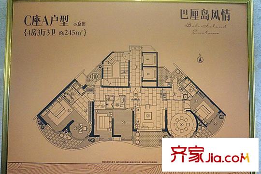 御林华府C座A户型245平4房 4室3厅3卫1厨