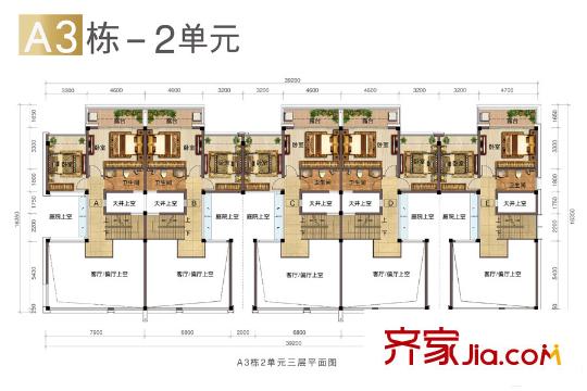 港铁・天颂A3栋-2单元三层联排别墅 3室3厅3卫1厨