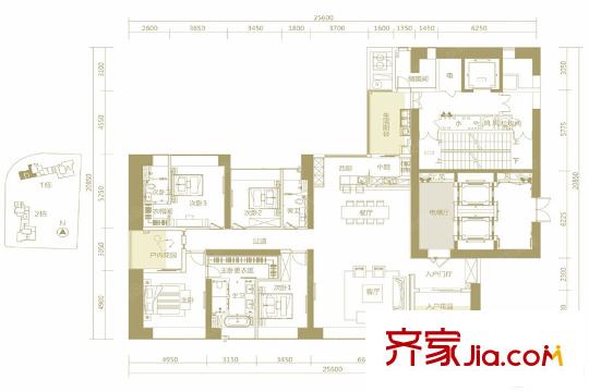 华润深圳湾・悦府D户型 4室2厅3卫