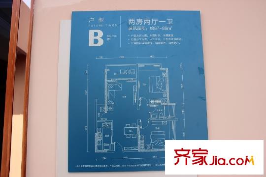 前海时代ceo公馆首期住宅b户型 2室2厅1卫1厨