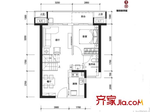 海境界1栋B/C/E/F/G户型一层 4室2厅3卫1厨