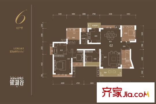 星河WORLD・银湖谷6栋02户型 5室2厅2卫1厨