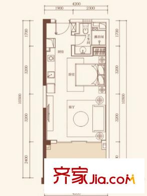 合正东部湾公寓户型 1室1厅1卫1厨