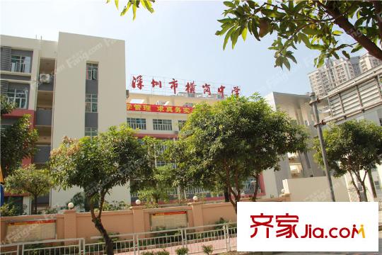 恒地悦山湖对面一路之隔的横岗中学