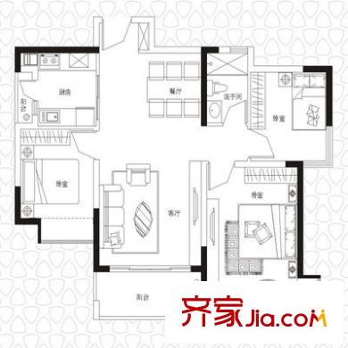 爱地花园 4室 户型图