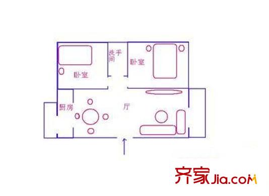 爱地花园 2室 户型图