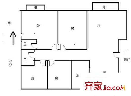 爱地花园 3室 户型图