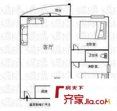 爱地花园 2室 户型图