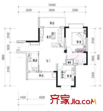 榭丽花园 2室 户型图