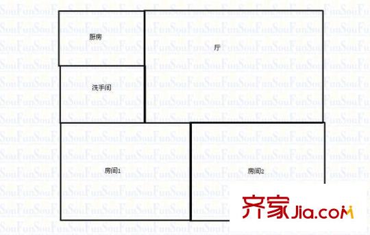 中电大院 2室 户型图
