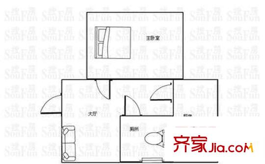 中电大院 1室 户型图