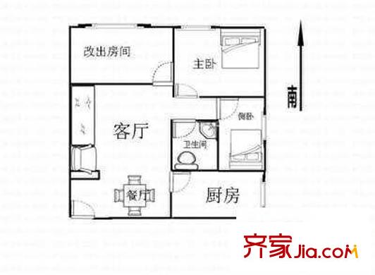 南航桃花园 2室 户型图
