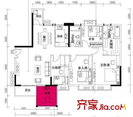 南航桃花园 3室 户型图