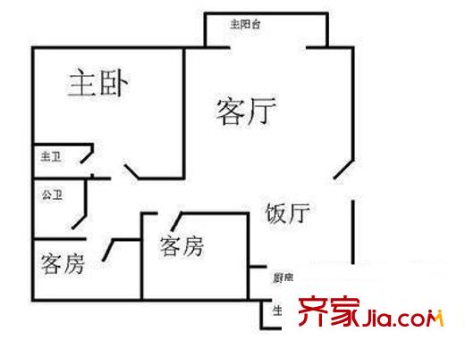 愉园新苑 3室 户型图