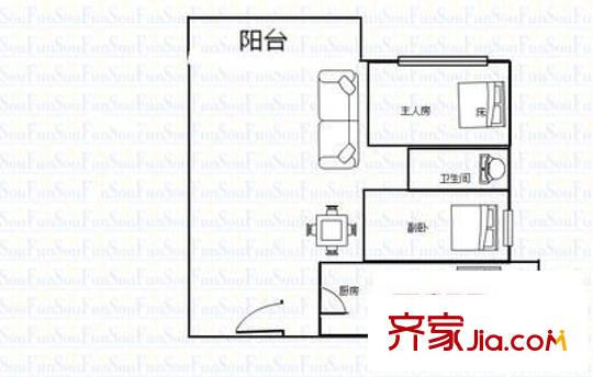 雅庭名苑 2室 户型图