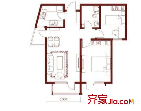 雅庭名苑 2室 户型图