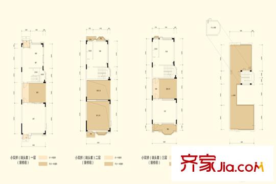 金地城南艺境185平方米小双拼平面图 4室2厅3卫1厨